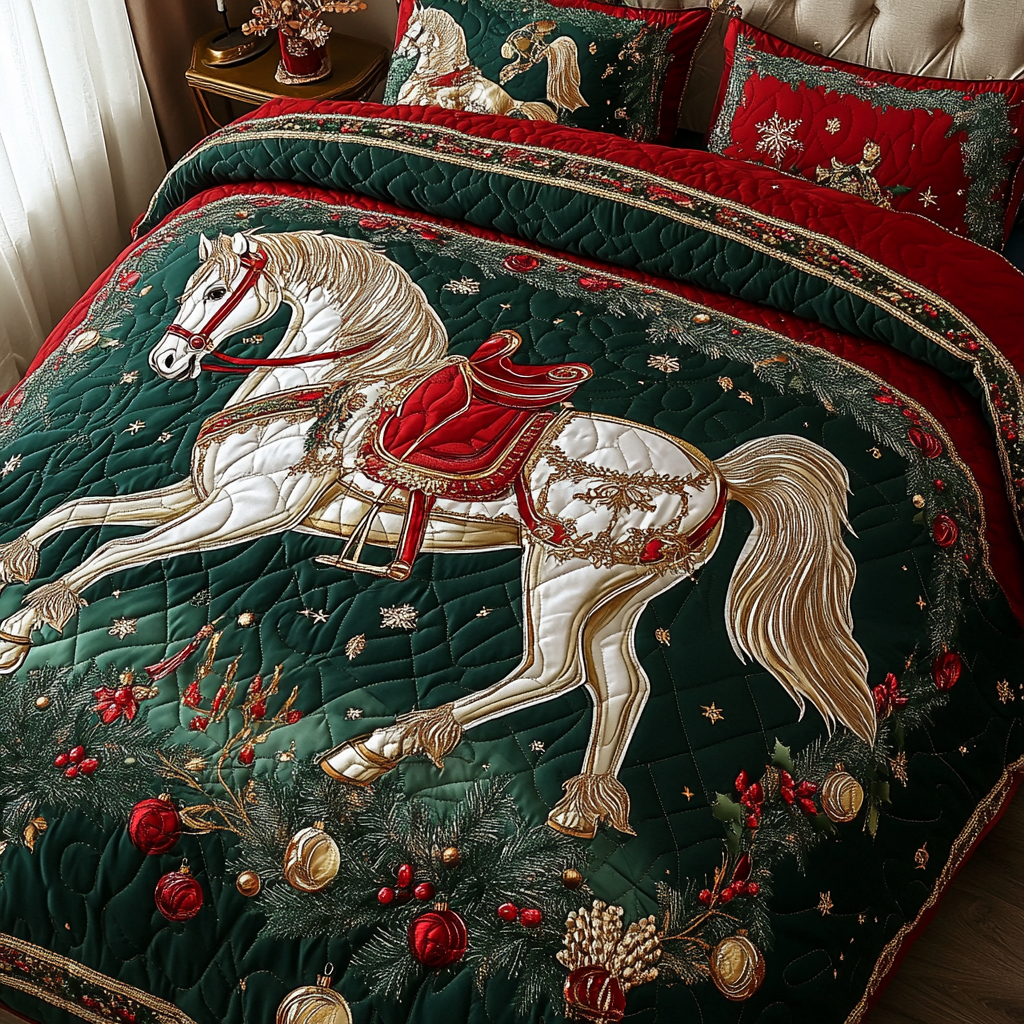 Majestic White Horse TAI101224373 Quilt Bedding Set