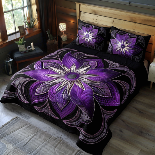 Purple Flower TAI170724028 Quilt Bedding Set