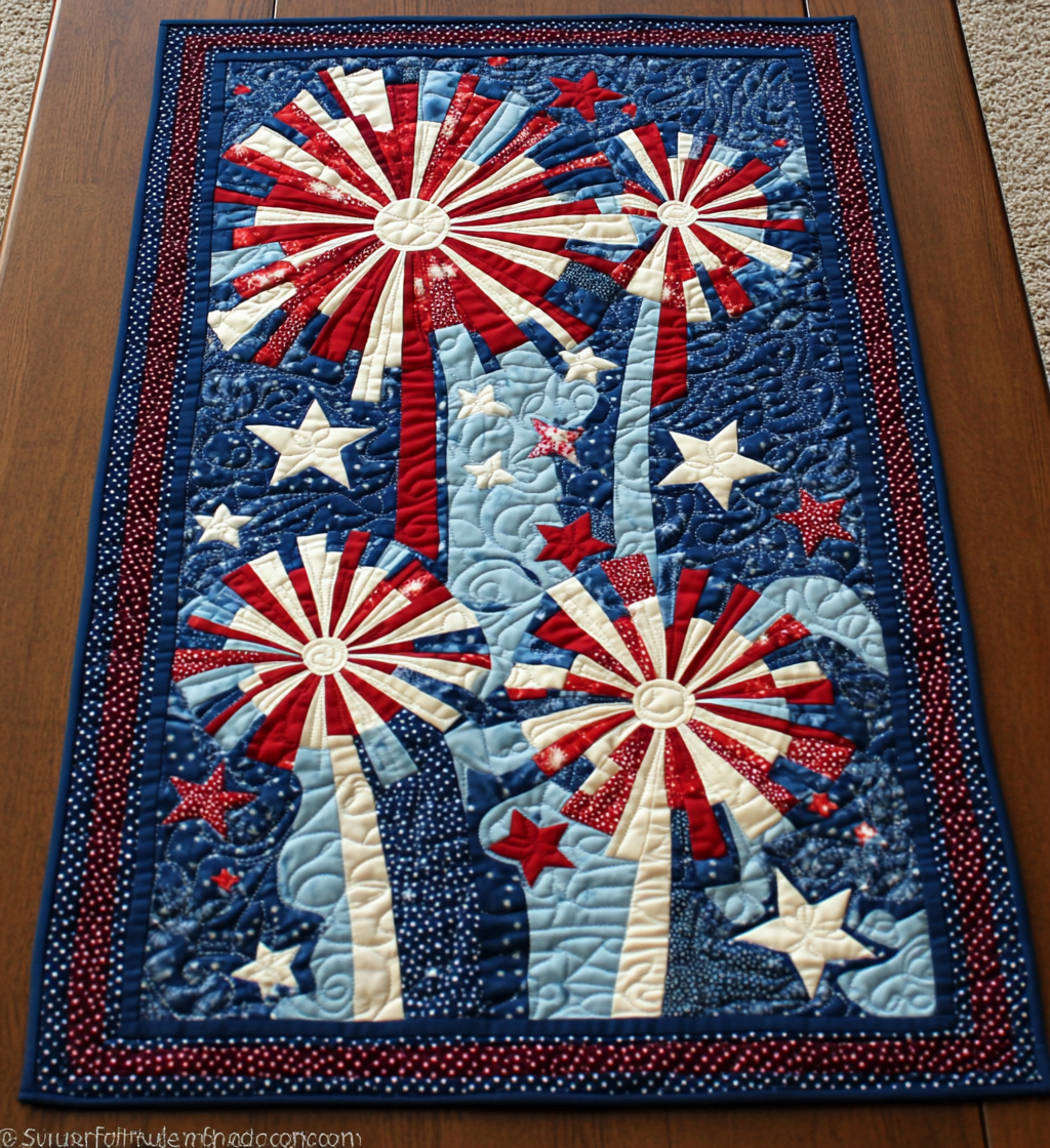 Patriotic Fireworks DAI040225441 Quilted Table Runner