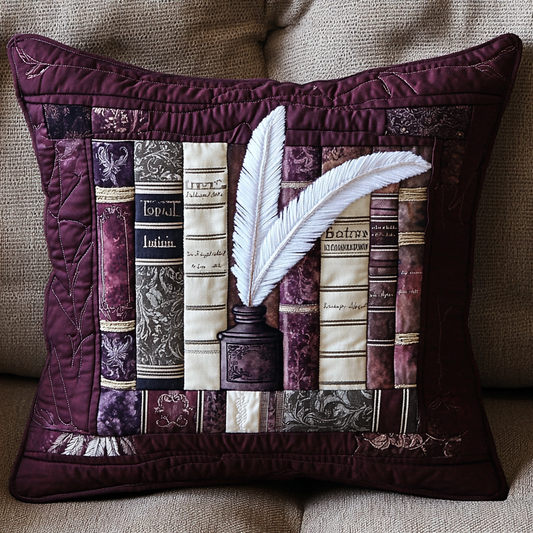 Book And Quill DAI051224164 Quilted Pillow Case