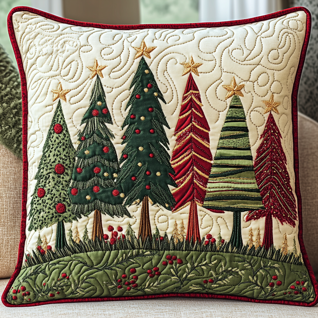 Christmas Tree TAI141124383 Quilted Pillow Case