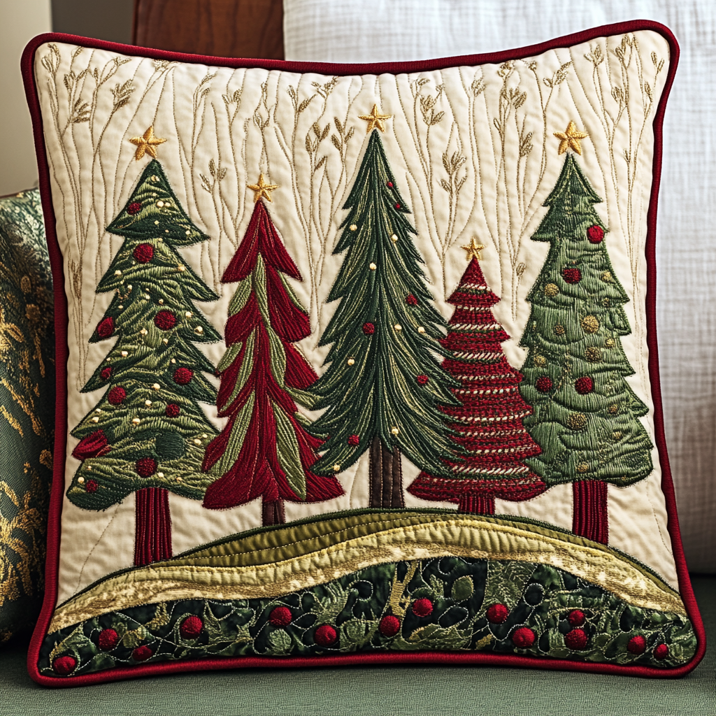 Christmas Tree TAI141124410 Quilted Pillow Case