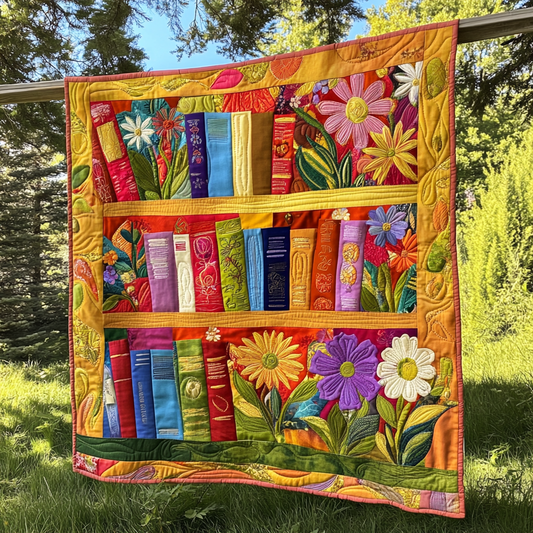 Flower Bookcase DAI090125142 Quilt Blanket