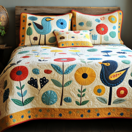 Birds In Flower Garden TAI251124025 Quilt Bedding Set