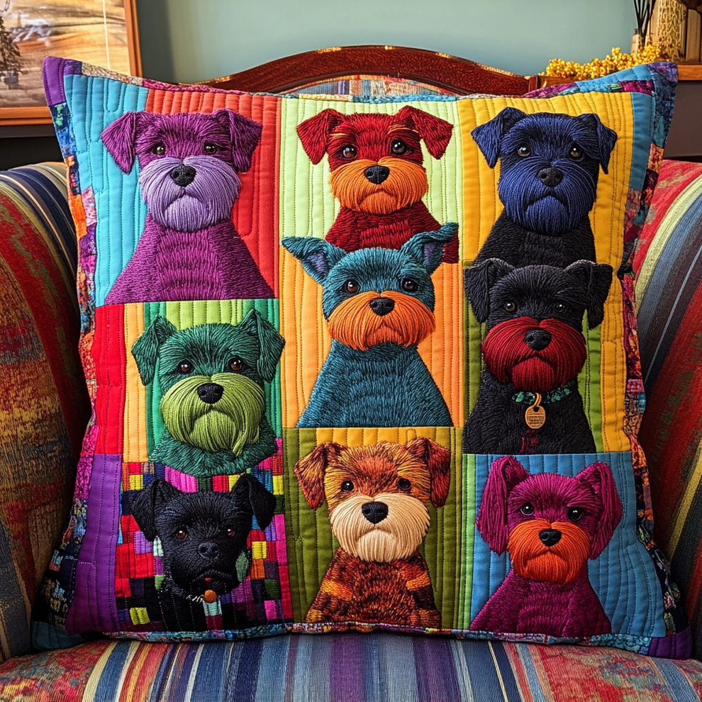 Schnauzer TAI181024593 Quilted Pillow Case Charming Favor