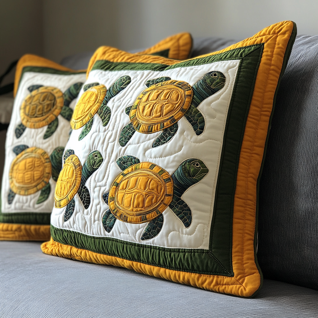 Turtle DAI230924115 Quilted Pillow Case