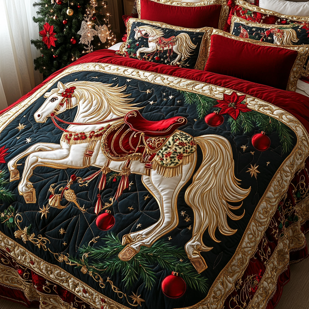 Christmas Carousel Horse TAI101224365 Quilt Bedding Set