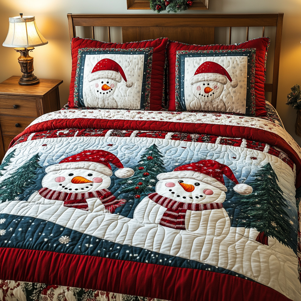 Christmas Snowman TAI141124054 Quilt Bedding Set