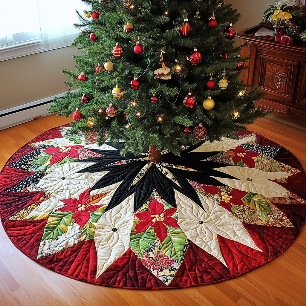 Christmas Poinsettia TAI021024158 Quilted Tree Skirt