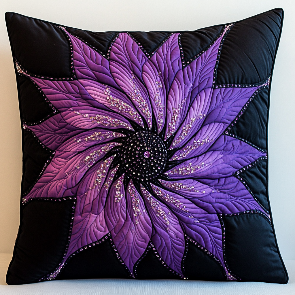 Purple Flower TAI130824145 Quilted Pillow Case