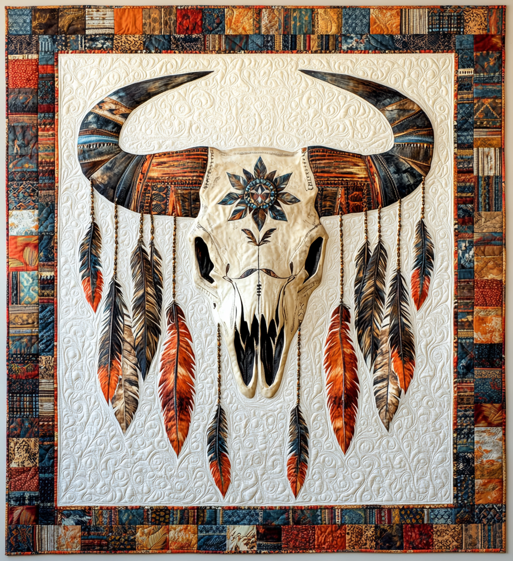 Tribal Bull Skull DAI171224030 Quilt Blanket