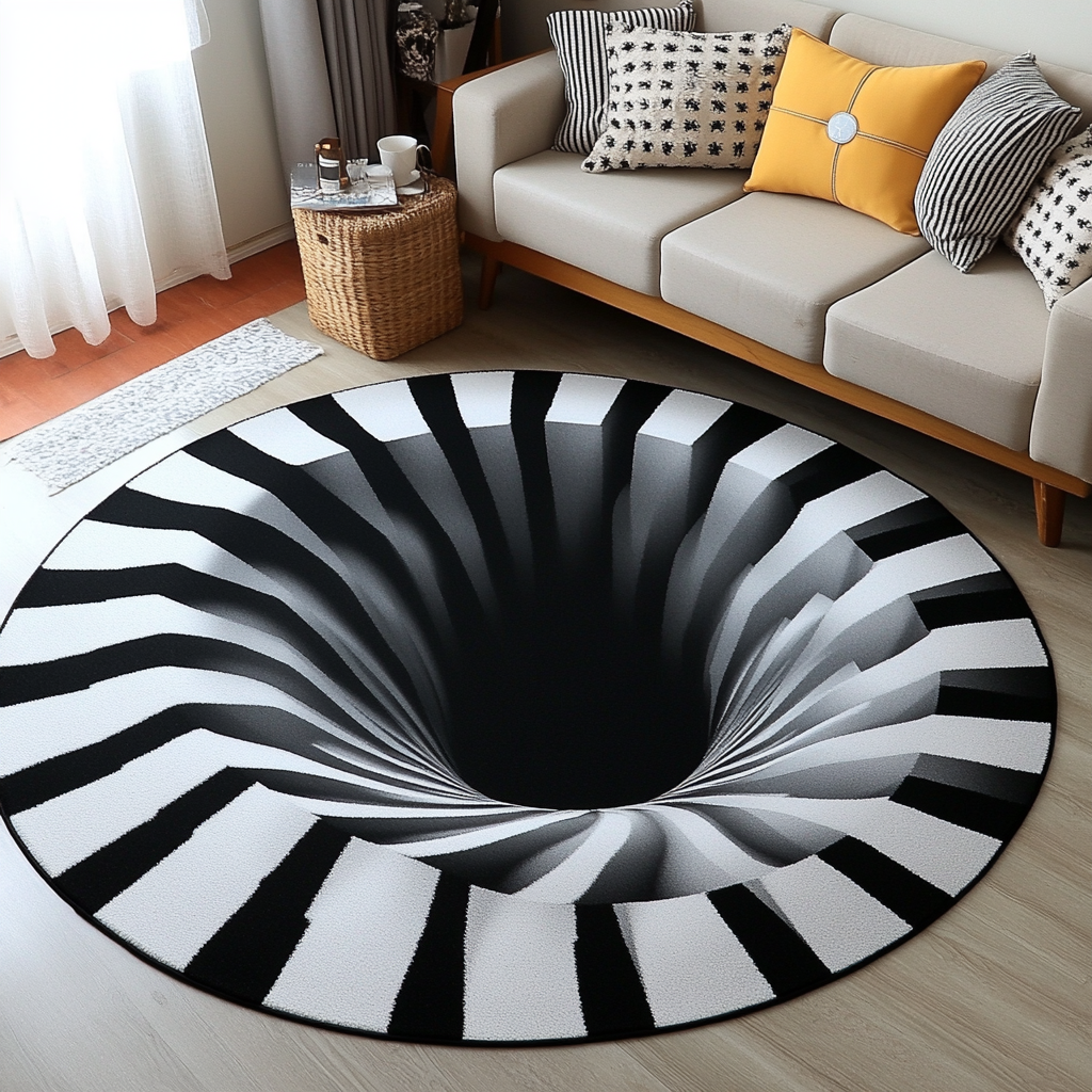 3D Hole TAI251124351 Round Area Rug