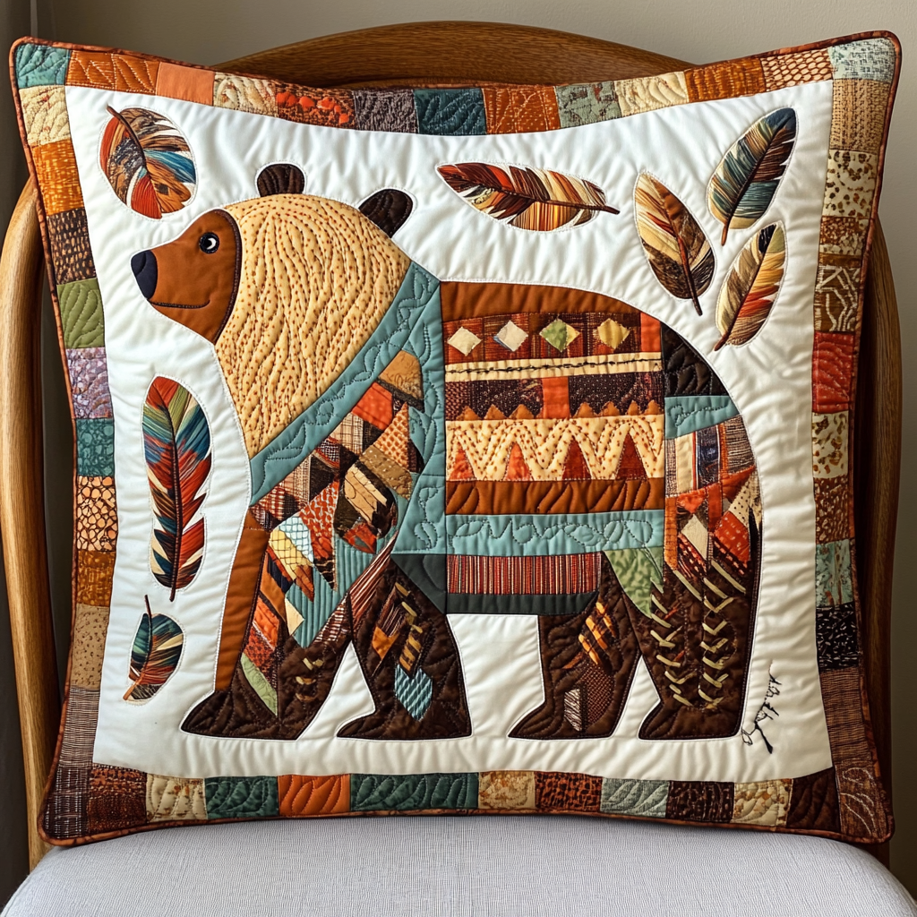 Native American Bear DAI301224165 Quilted Pillow Case