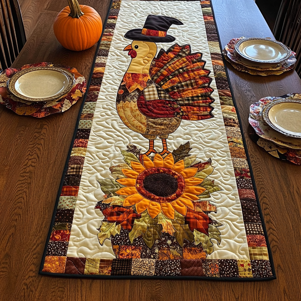 Autumn Turkey TAI041024340 Quilted Table Runner