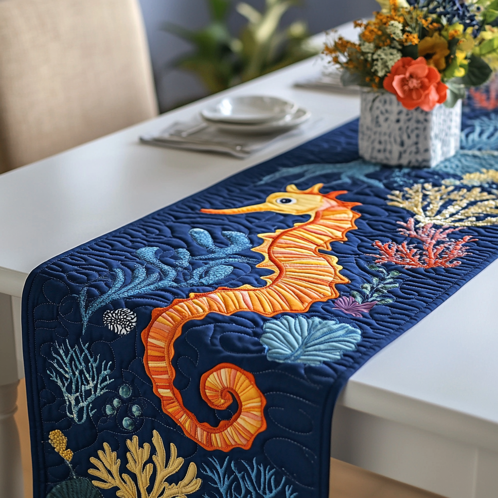 Seahorse DAI110225411 Quilted Table Runner