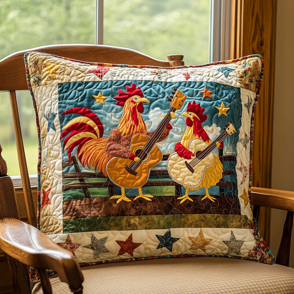 Chicken Guitarist DAI241224104 Quilted Pillow Case