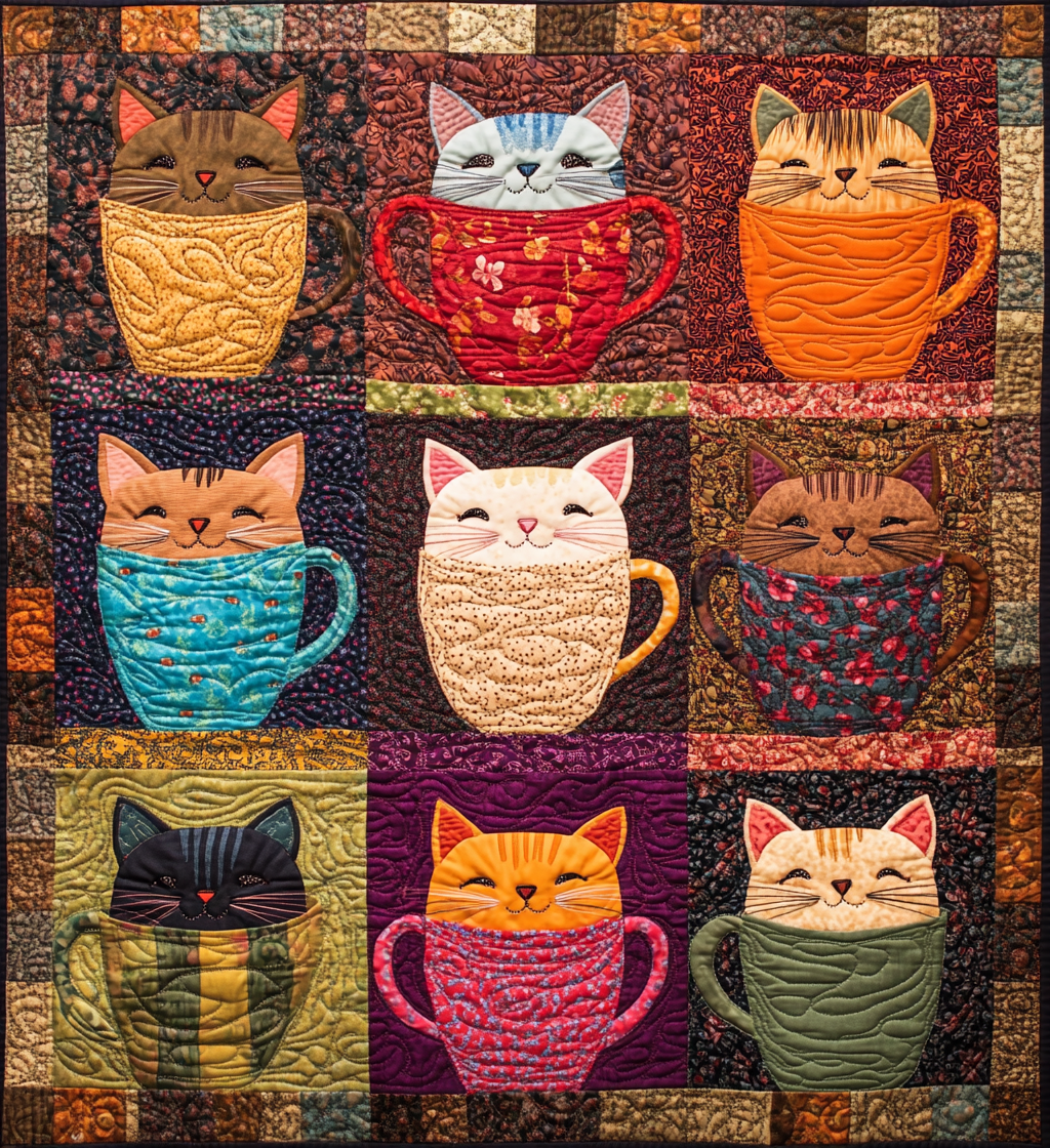 Cats In Cups DAI090125144 Quilt Blanket