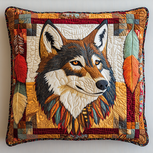 Native American Wolf DAI171224128 Quilted Pillow Case