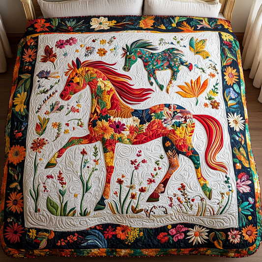 Floral Horse TAI181024005 Quilt Blanket