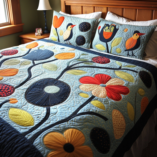 Birds In Flower Garden TAI251124040 Quilt Bedding Set