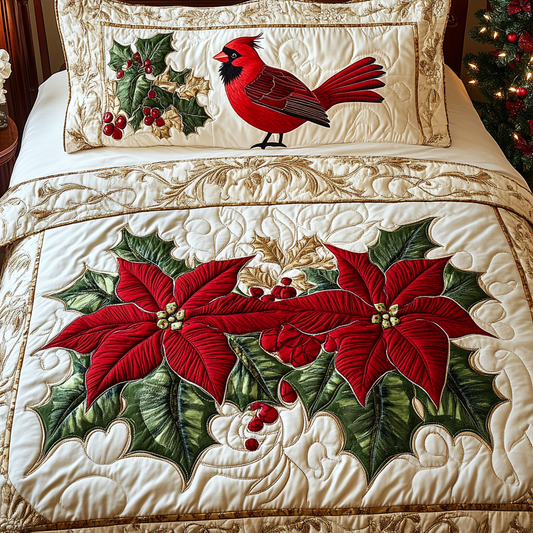 Christmas Cardinal TAI141124159 Quilt Bedding Set