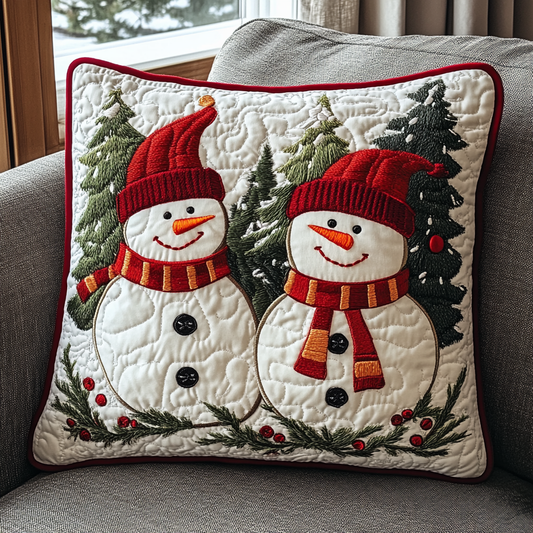 Christmas Snowman TAI141124354 Quilted Pillow Case