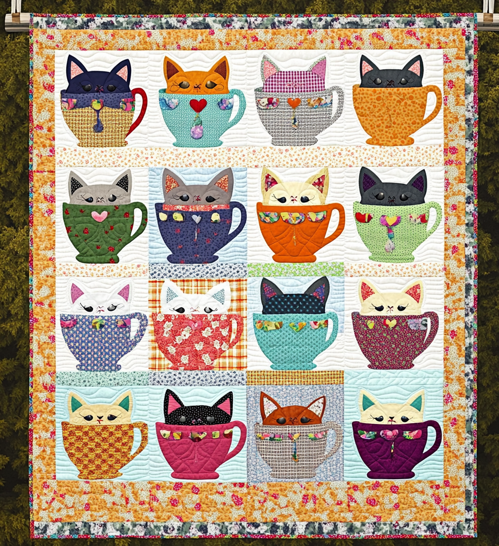 Cats In Cups DAI090125146 Quilt Blanket