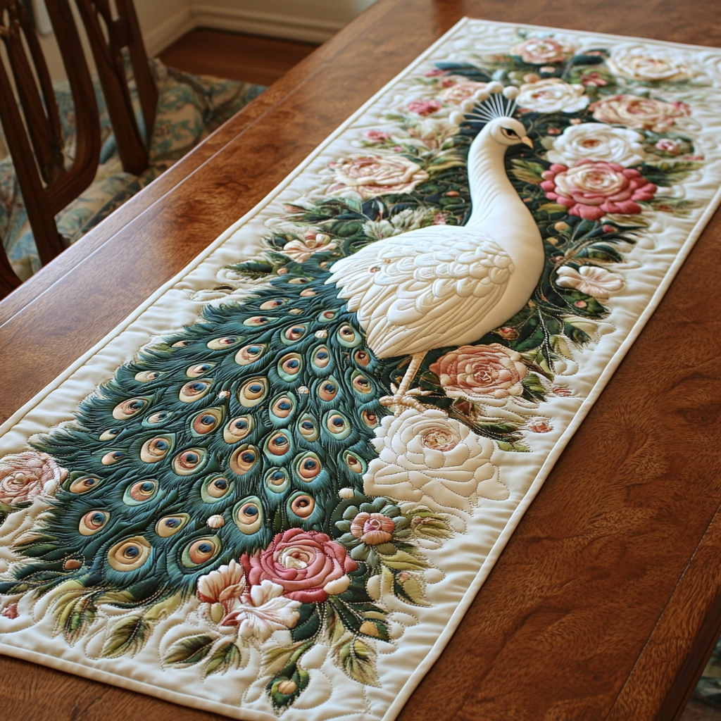 Peacock DAI040225496 Quilted Table Runner
