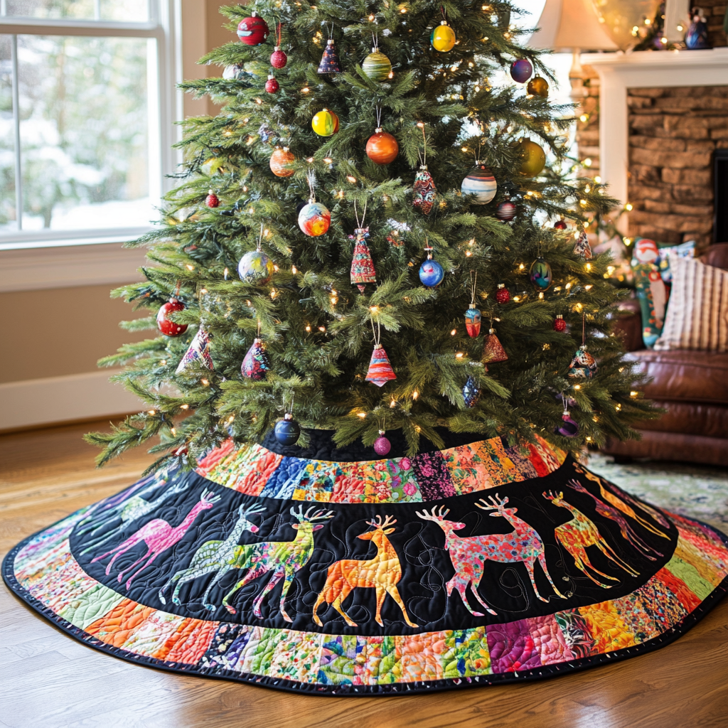 Christmas Reindeer TAI021024110 Quilted Tree Skirt