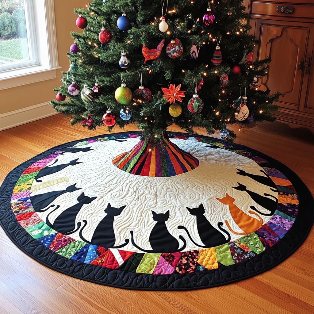 Black Cat TAI021024189 Quilted Tree Skirt