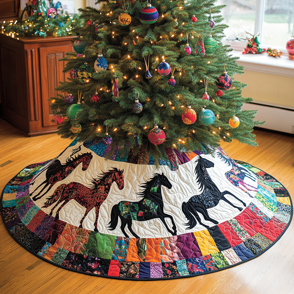 Horse TAI041024119 Quilted Tree Skirt