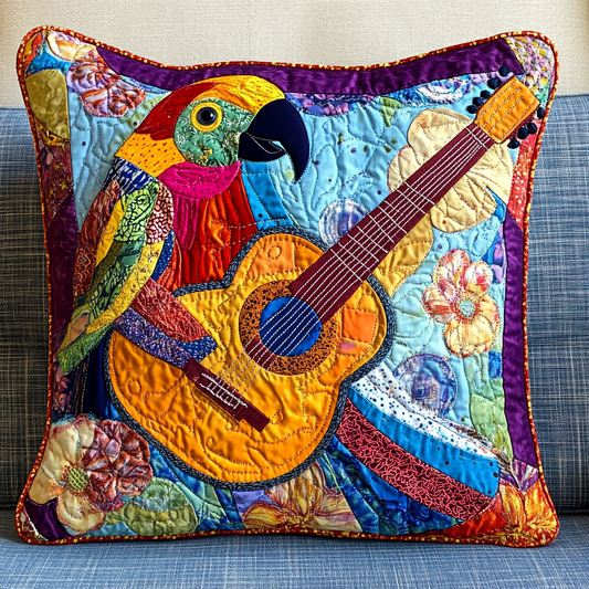 Parrot Guitarist DAI241224112 Quilted Pillow Case