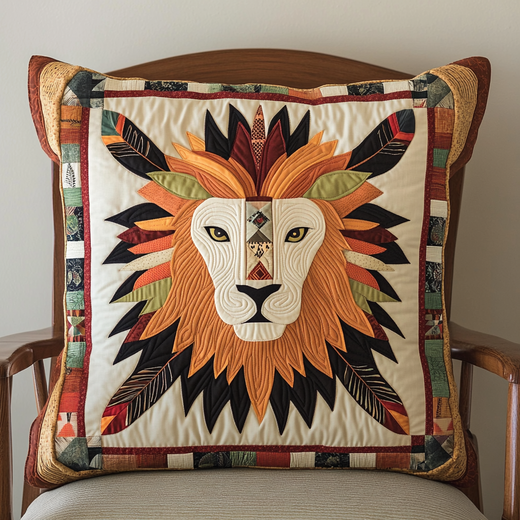 Native American Lion DAI171224158 Quilted Pillow Case