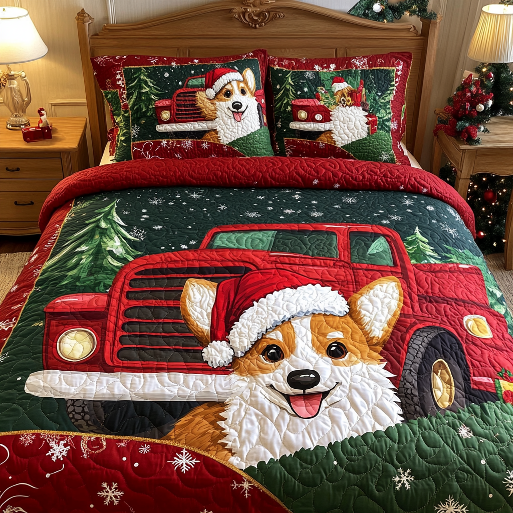 Christmas Corgi TAI111124149 Quilt Bedding Set