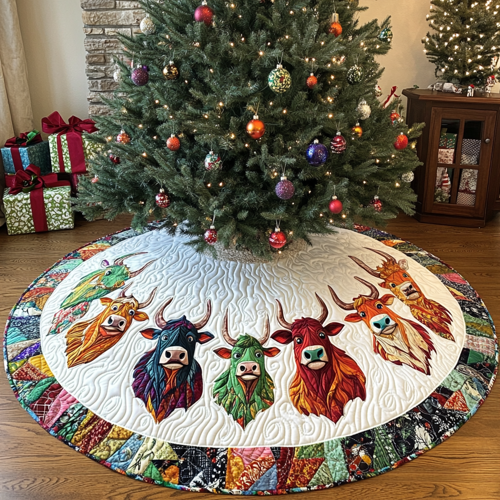 Highland Cow DAI231124137 Quilted Tree Skirt