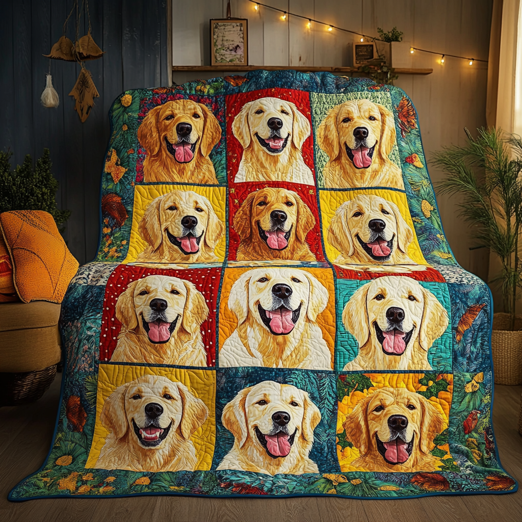 Golden Retriever TAI181024041 Quilt Blanket Charming Favor