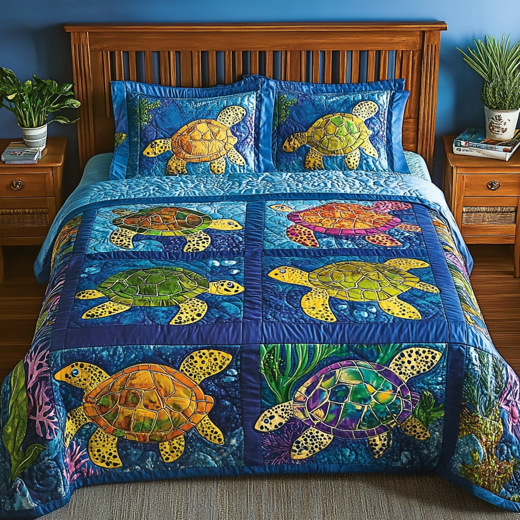 Sea Turtle TAI141124165 Quilt Bedding Set