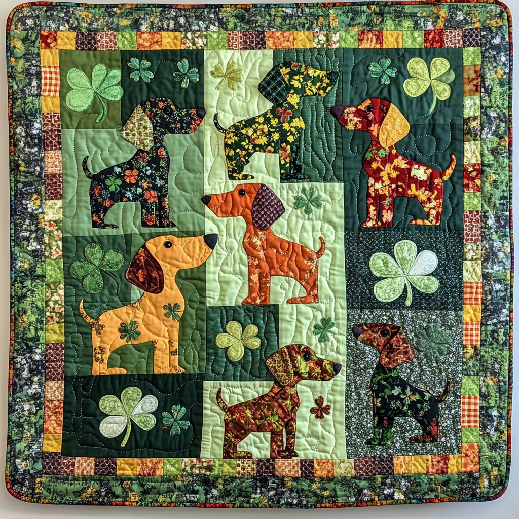 St Patrick's Day Dachshund DAI241224407 Quilt Blanket