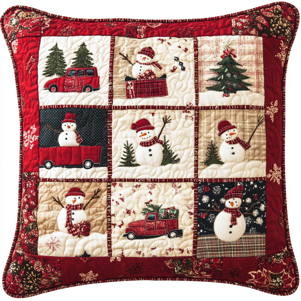 Christmas Snowman TAI181024564 Quilted Pillow Case