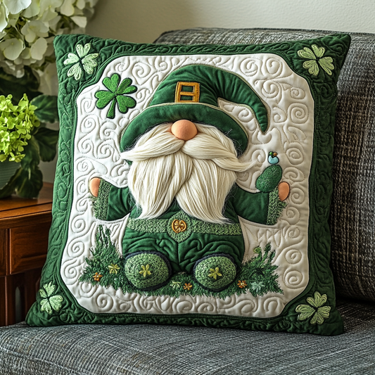 St Patrick's Day Gnome DAI051224148 Quilted Pillow Case