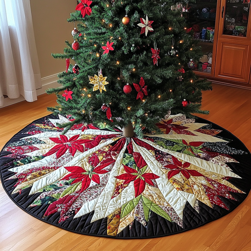 Christmas Poinsettia TAI021024157 Quilted Tree Skirt