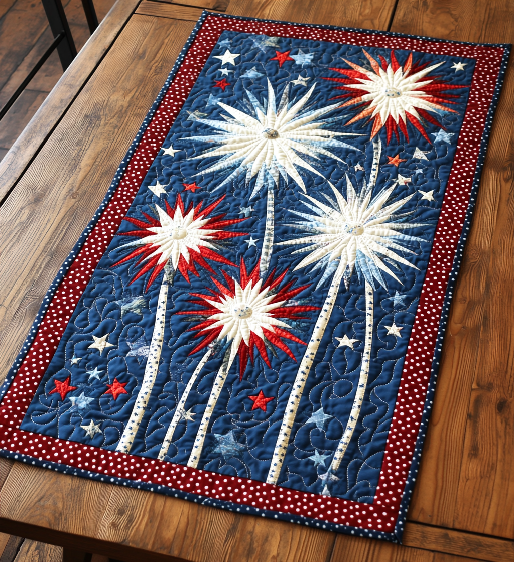 Patriotic Fireworks DAI040225439 Quilted Table Runner