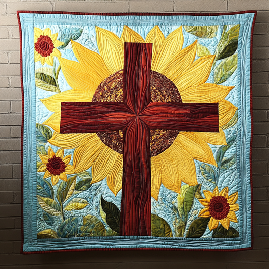 Sunflower Christian Cross DAI101224053 Quilt Blanket