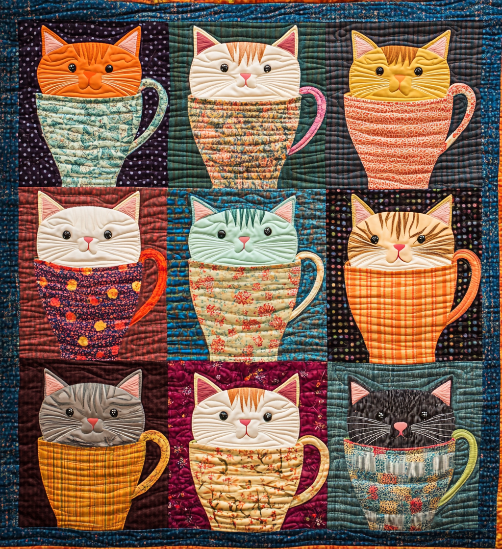 Cats In Cups DAI090125148 Quilt Blanket