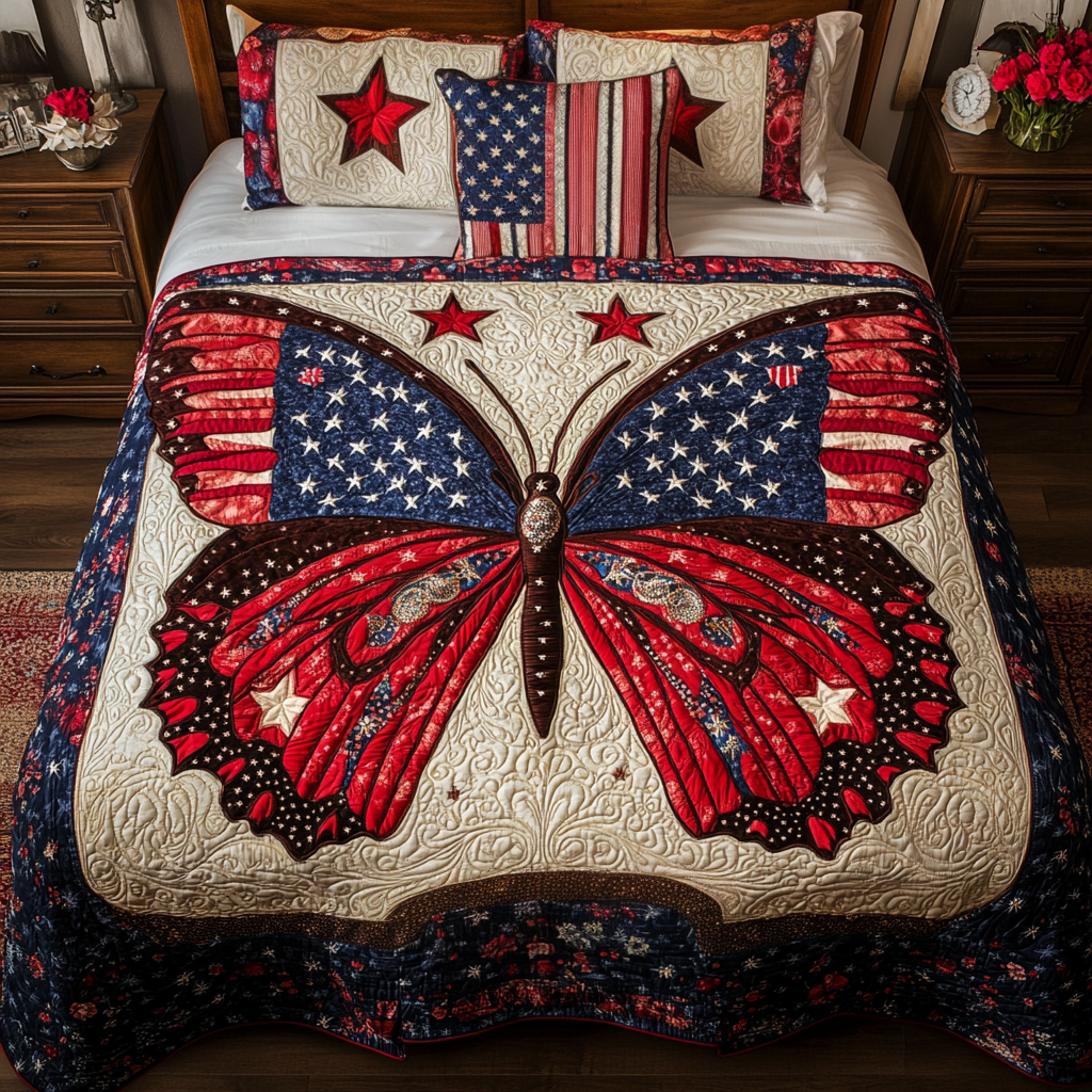 Patriotic Butterfly DAI190225161 Quilt Bedding Set