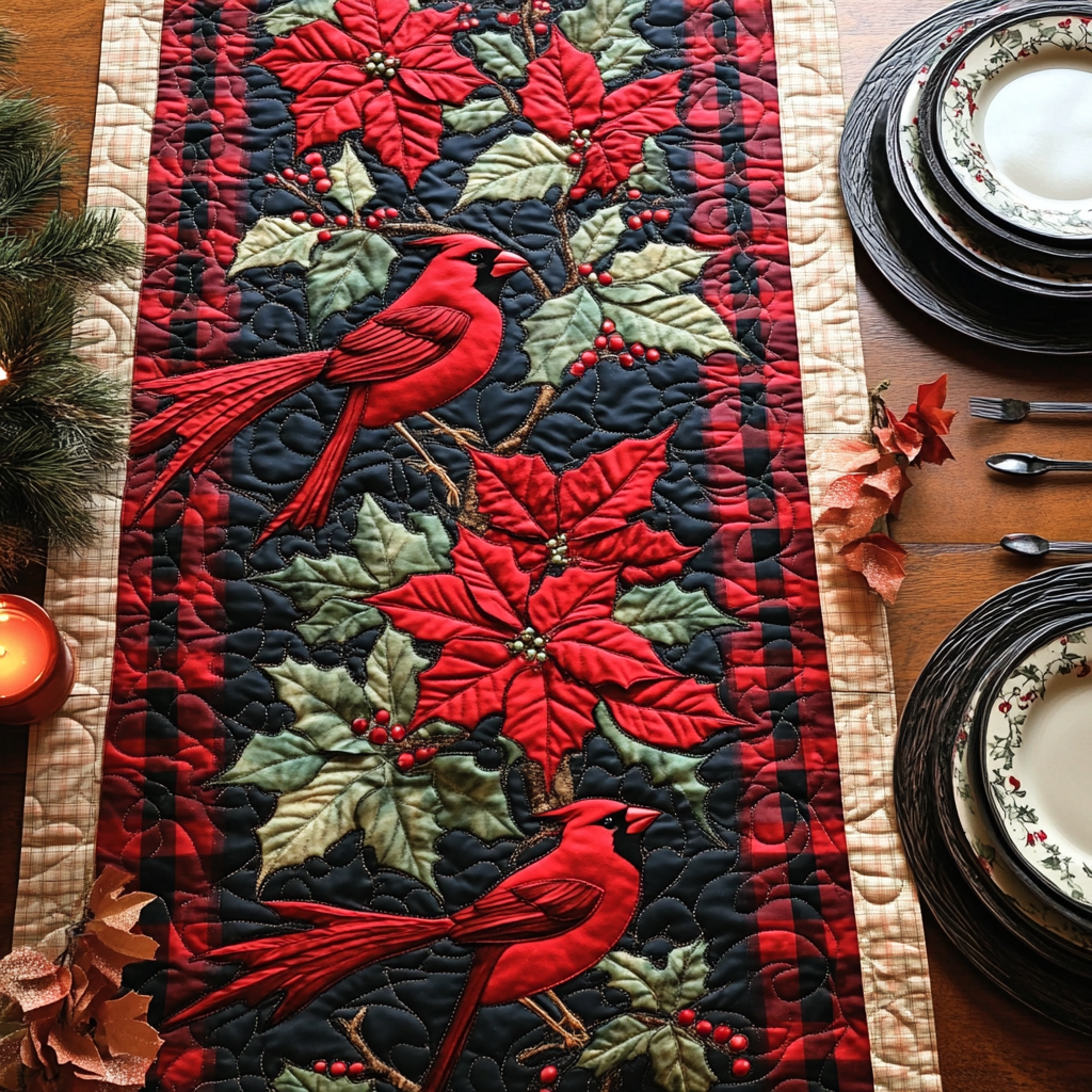 Christmas Cardinal TAI091024372 Quilted Table Runner