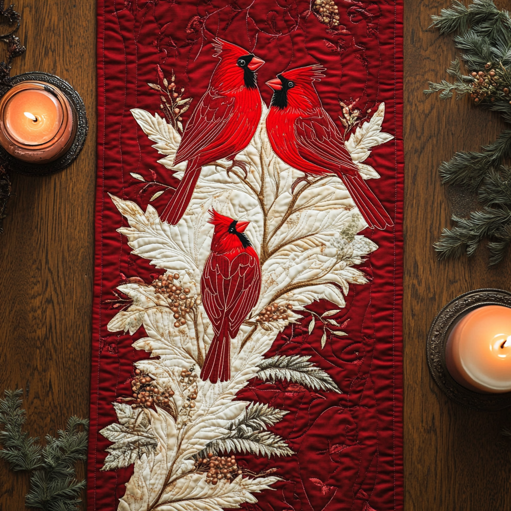 Christmas Cardinal TAI121024010 Quilted Table Runner