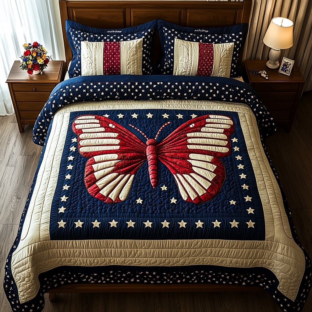 Patriotic Butterfly DAI040924065 Quilt Bedding Set