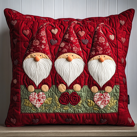 Valentine Gnome DAI241224053 Quilted Pillow Case