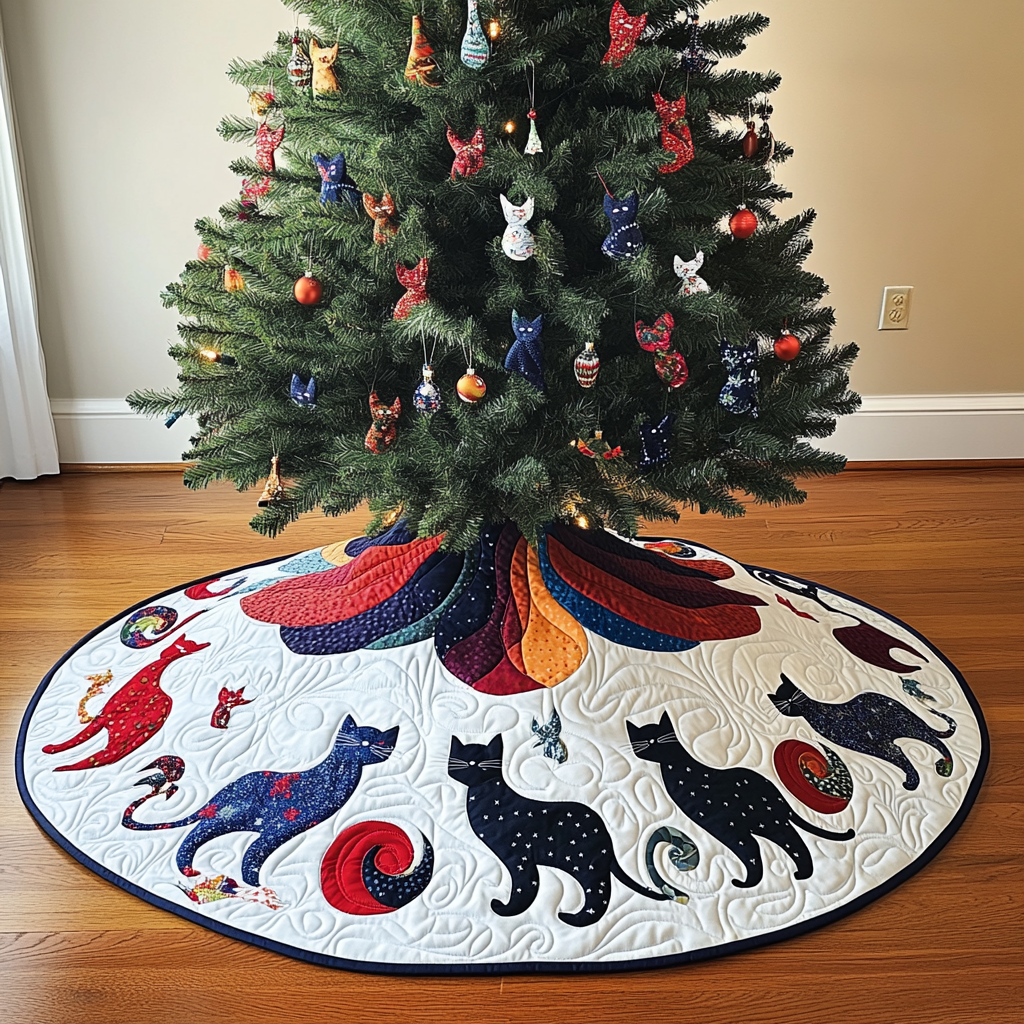 Cats TAI041024034 Quilted Tree Skirt